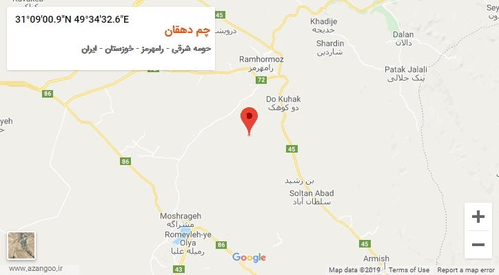 روستای چم دهقان بر روی نقشه