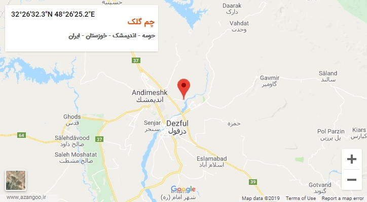روستای چم گلک بر روی نقشه