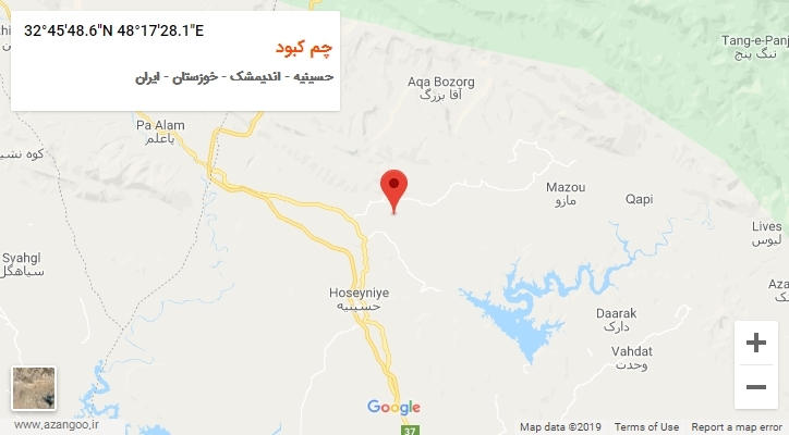 روستای چم کبود بر روی نقشه