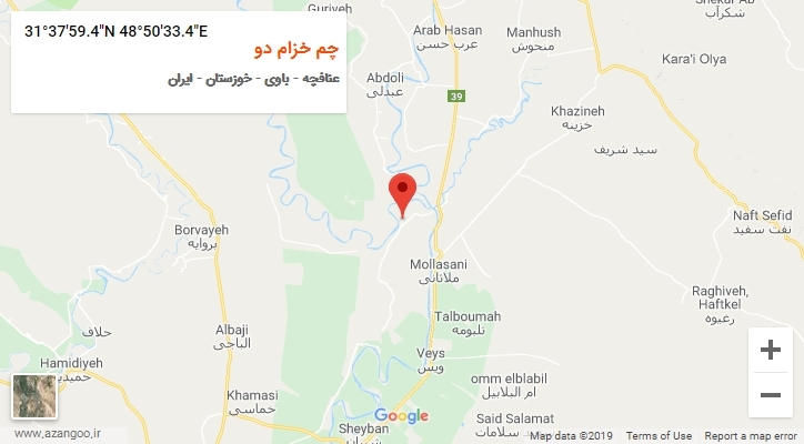 روستای چم خزام دو بر روی نقشه