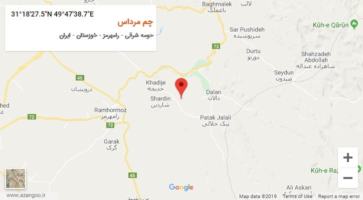 روستای چم مرداس بر روی نقشه