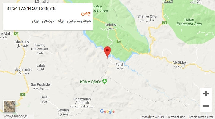روستای چمن بر روی نقشه