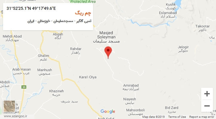 روستای چم ریگ بر روی نقشه