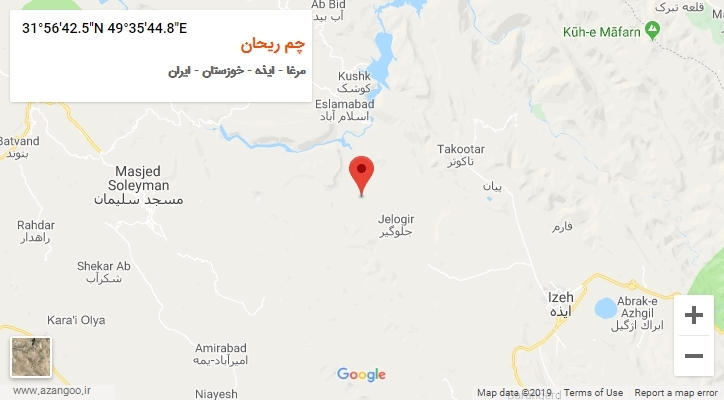 روستای چم ریحان بر روی نقشه