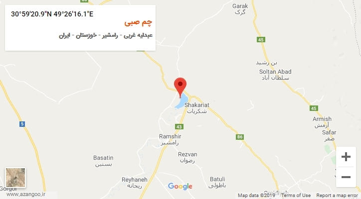 روستای چم صبی بر روی نقشه