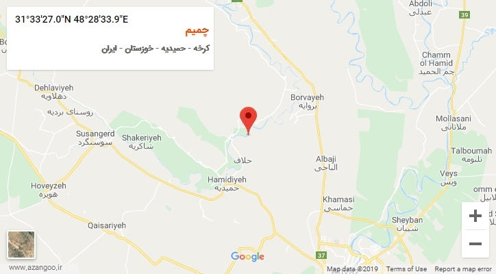روستای چمیم بر روی نقشه