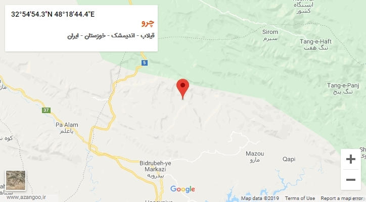 روستای چرو بر روی نقشه
