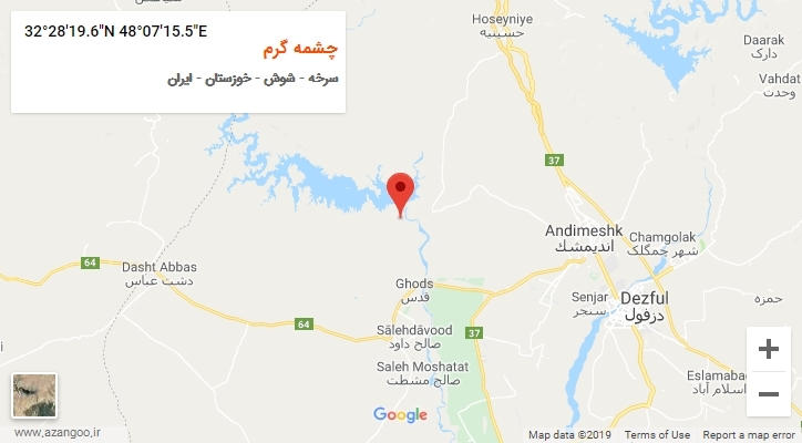 روستای چشمه گرم بر روی نقشه