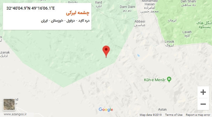 روستای چشمه لیرکی بر روی نقشه