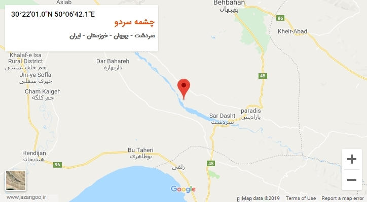 روستای چشمه سردو بر روی نقشه