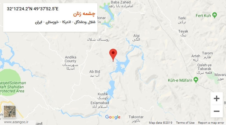روستای چشمه زنان بر روی نقشه
