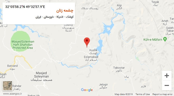 روستای چشمه زنان بر روی نقشه