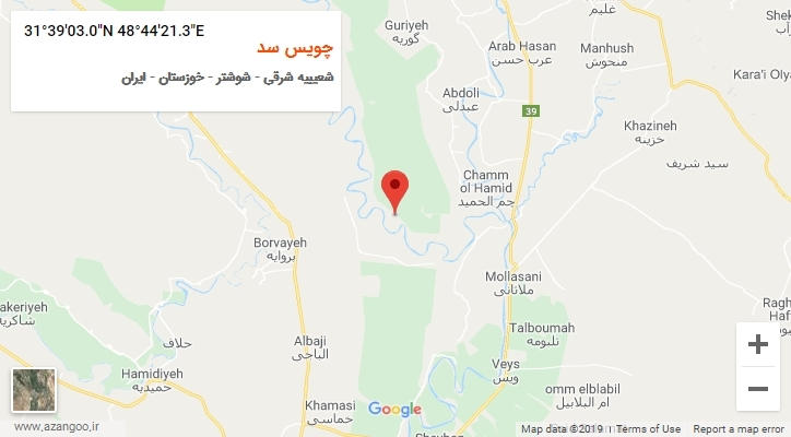 روستای چویس سد بر روی نقشه