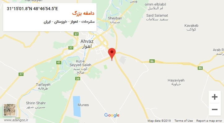 روستای دامغه بزرگ بر روی نقشه