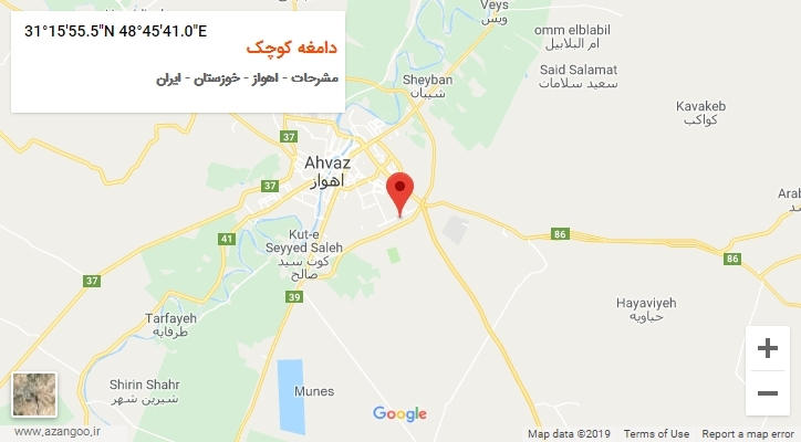 روستای دامغه کوچک بر روی نقشه