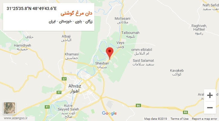 روستای دان مرغ گوشتی بر روی نقشه