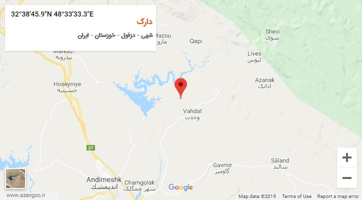روستای دارک بر روی نقشه