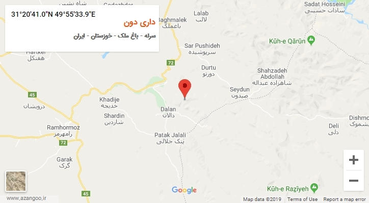 روستای داری دون بر روی نقشه