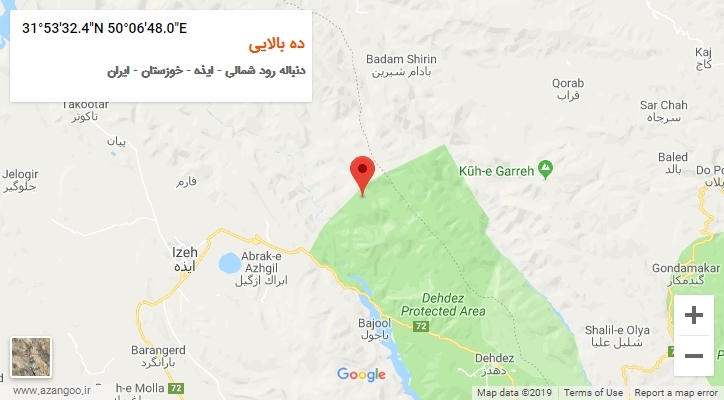 روستای ده بالایی بر روی نقشه