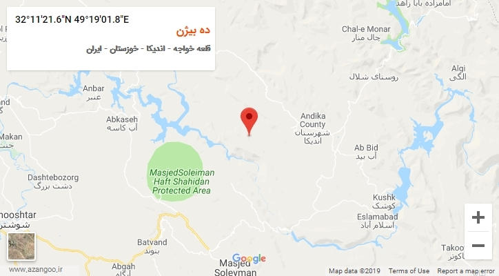 روستای ده بیژن بر روی نقشه