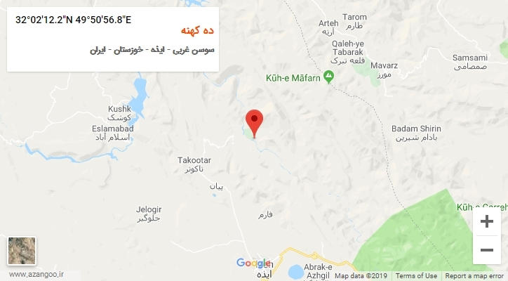 روستای ده کهنه بر روی نقشه