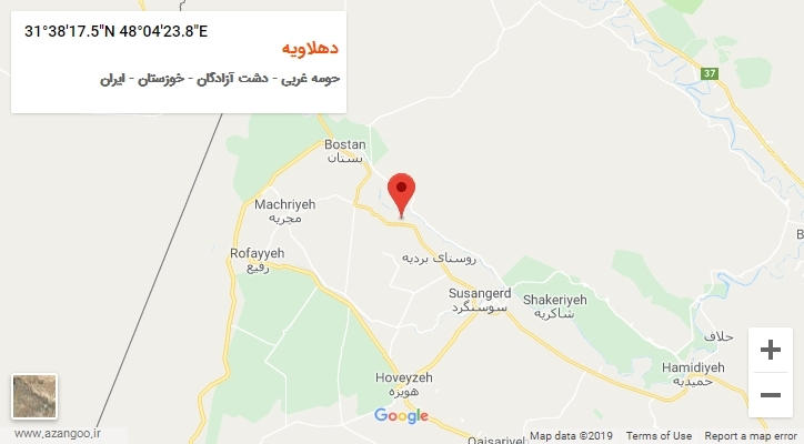 روستای دهلاویه بر روی نقشه
