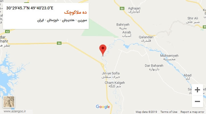 روستای ده ملاکوچک بر روی نقشه