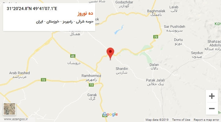 روستای ده نوروز بر روی نقشه