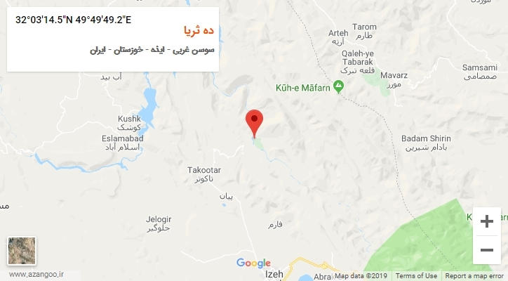 روستای ده ثریا بر روی نقشه