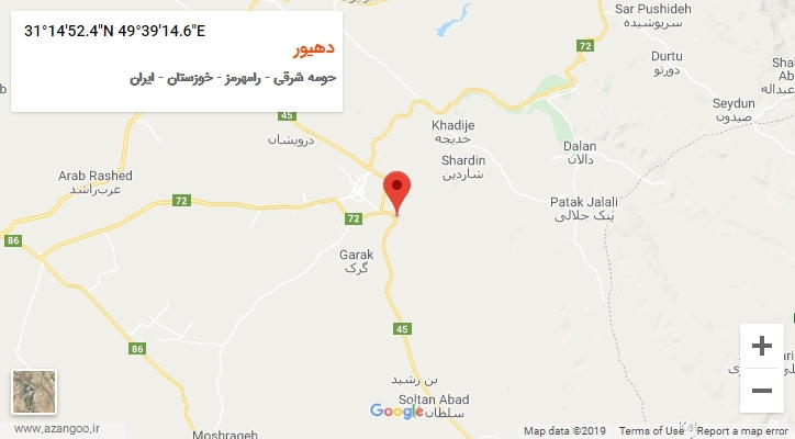 روستای دهیور بر روی نقشه