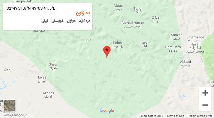 روستای ده زنون بر روی نقشه