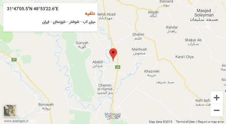 روستای دلفیه بر روی نقشه
