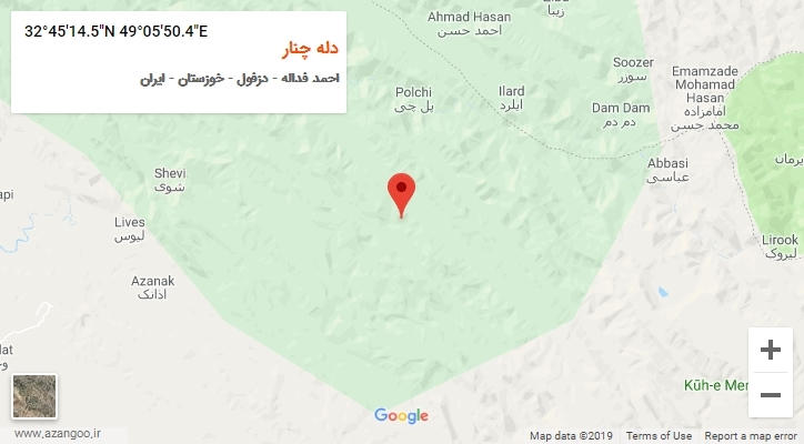 روستای دله چنار بر روی نقشه