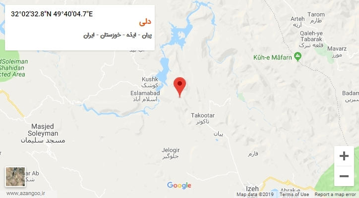 روستای دلی بر روی نقشه