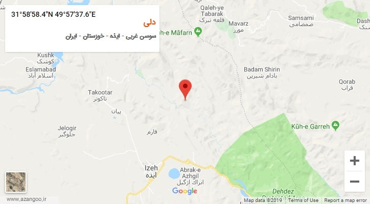 روستای دلی بر روی نقشه