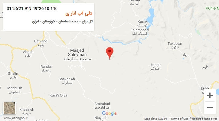 روستای دلی آب انار ی بر روی نقشه