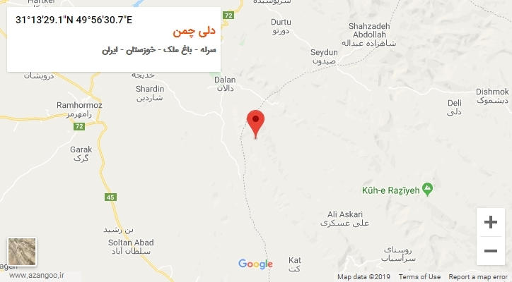 روستای دلی چمن بر روی نقشه