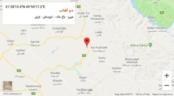 روستای دم آفتاب بر روی نقشه