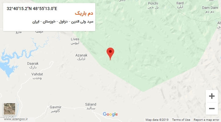 روستای دم باریک بر روی نقشه