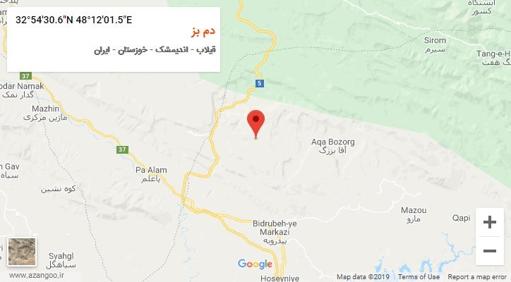 روستای دم بز بر روی نقشه