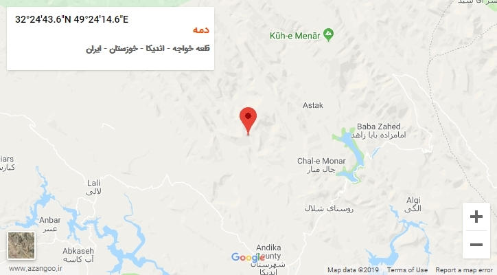 روستای دمه بر روی نقشه