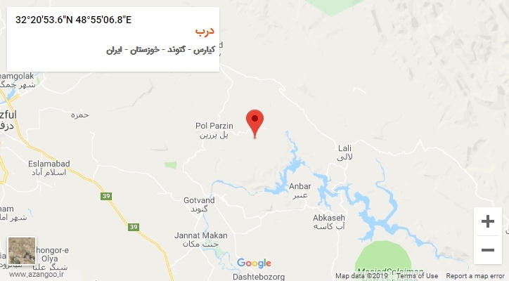 روستای درب بر روی نقشه