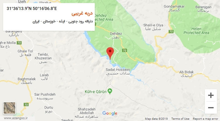 روستای دربه غریبی بر روی نقشه