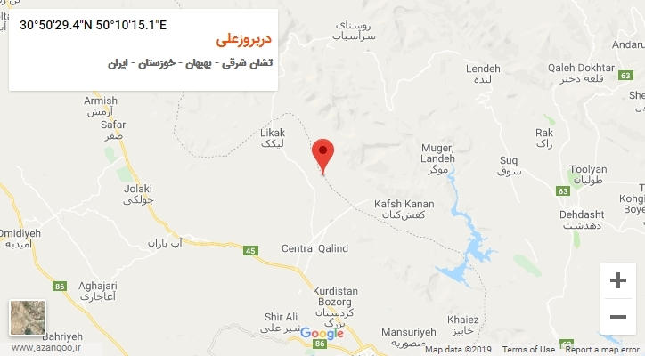 روستای دربروزعلی بر روی نقشه