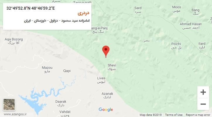 روستای دردری بر روی نقشه