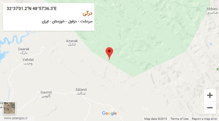 روستای درگی بر روی نقشه