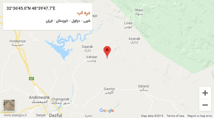 روستای دره اب بر روی نقشه