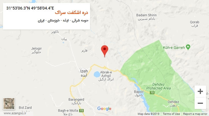 روستای دره اشکفت سراک بر روی نقشه