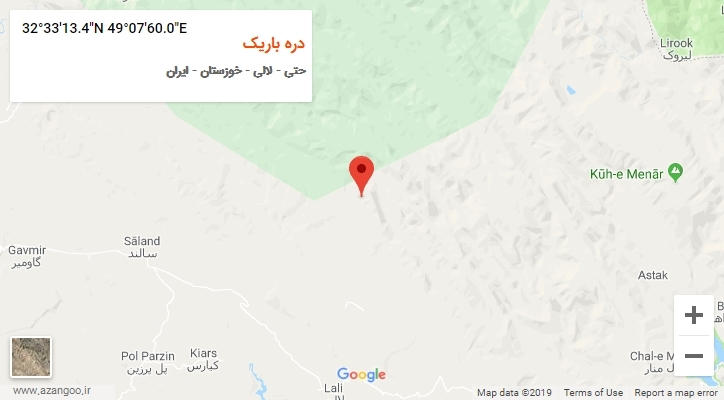 روستای دره باریک بر روی نقشه