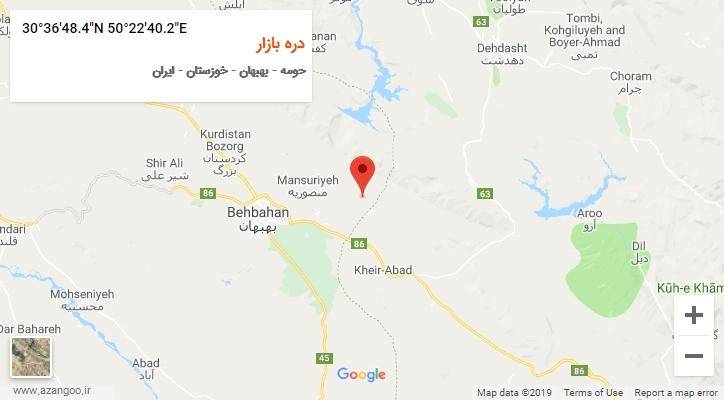 روستای دره بازار بر روی نقشه